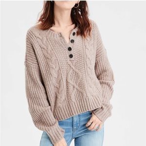 NWT American Eagle Cropped Henley Sweater